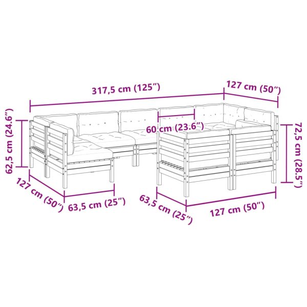 9-Delige Loungeset Met Kussens Massief Grenenhout - Afbeelding 10