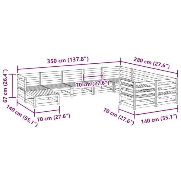 10-Delige Loungeset Massief Grenenhout - Afbeelding 11