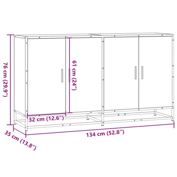 Dressoir 134X35X76 Cm Bewerkt Hout - Afbeelding 10