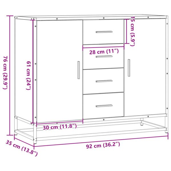 Dressoir 92X35X76 Cm Bewerkt Hout - Afbeelding 10