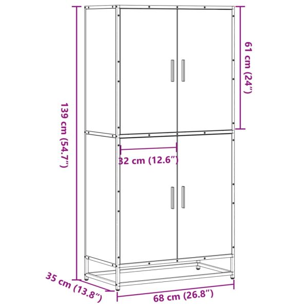 Hoge Kast 68X35X139 Cm Bewerkt Hout - Afbeelding 10