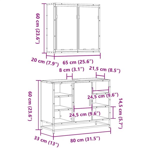 2-Delige Badkamermeubelset Bewerkt Hout - Afbeelding 11