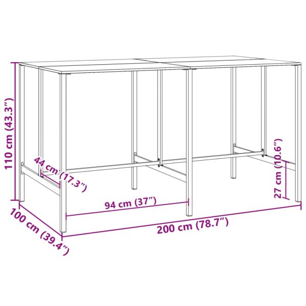 Bartafel Gepoedercoat Staal Zwart - Afbeelding 7