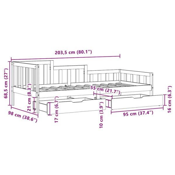 Slaapbank Met Lades 90X190 Cm Massief Grenenhout - Afbeelding 12