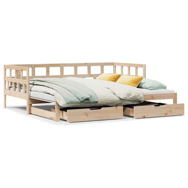 Slaapbank Met Onderschuifbed En Lades Zonder Matras 90X190 Cm - Afbeelding 2