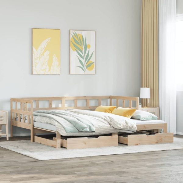 Slaapbank Met Onderschuifbed En Lades Zonder Matras 90X190 Cm