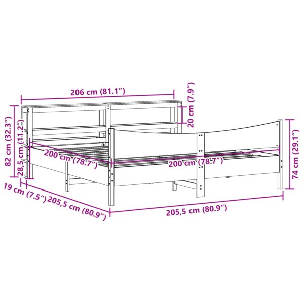 Bedframe Met Hoofdbord Massief Grenenhout - Afbeelding 11