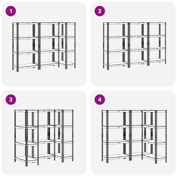 Opbergrekken 4-Laags 3 St Staal & Bewerkt Hout Antracietkleurig - Afbeelding 7