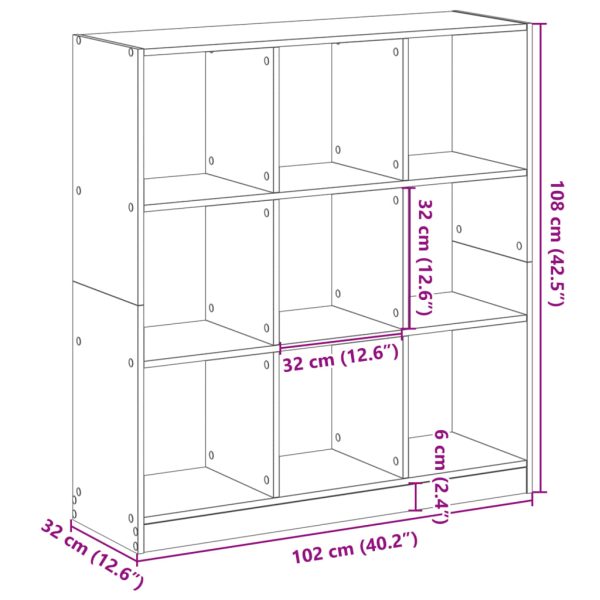 Boekenkast 102X32X Bewerkt Hout Betongrijs - Afbeelding 9