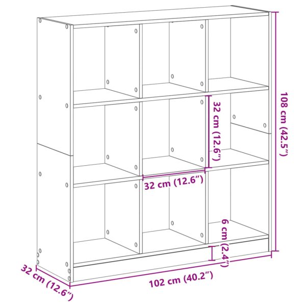 Boekenkast 102X32X Bewerkt Hout Kleurig Gerookt Eiken - Afbeelding 9