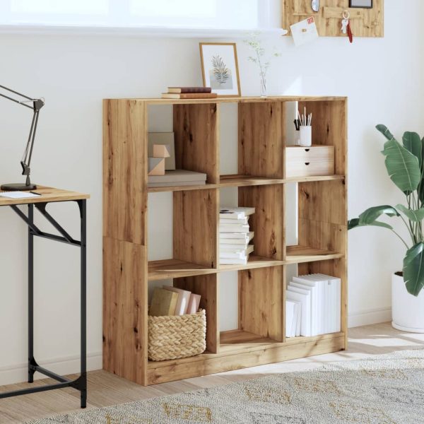 Boekenkast 102X32X Bewerkt Hout Artisanaal Kleurig Eiken - Afbeelding 3