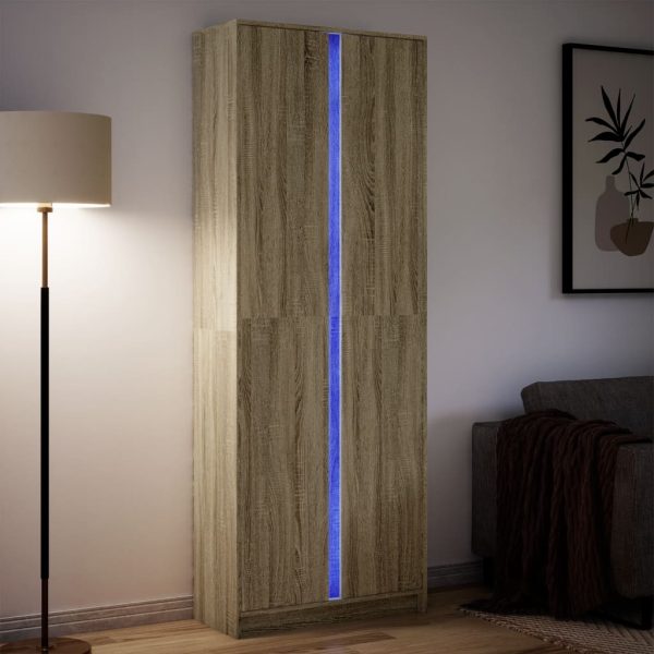 Hoge Kast Met Led 74X32,5X200 Cm Bewerkt Hout - Afbeelding 25