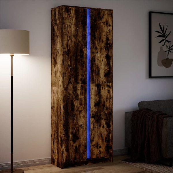 Hoge Kast Met Led 74X32,5X200 Cm Bewerkt Hout - Afbeelding 23