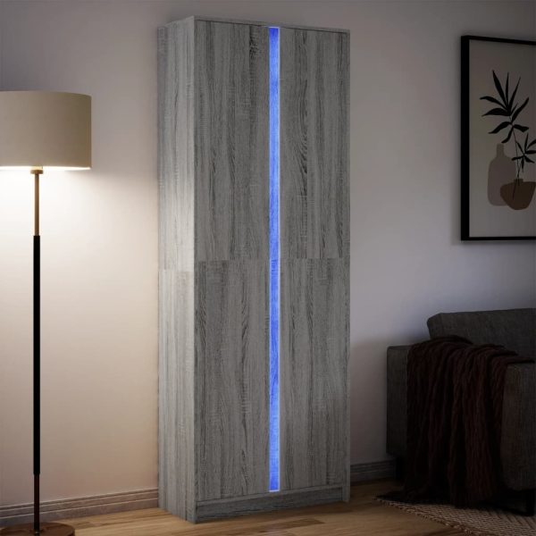 Hoge Kast Met Led 74X32,5X200 Cm Bewerkt Hout - Afbeelding 21