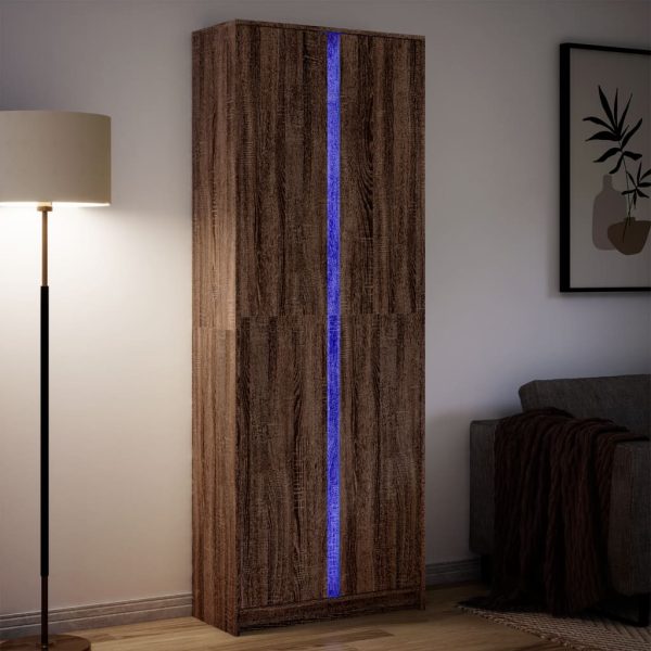 Hoge Kast Met Led 74X32,5X200 Cm Bewerkt Hout - Afbeelding 24