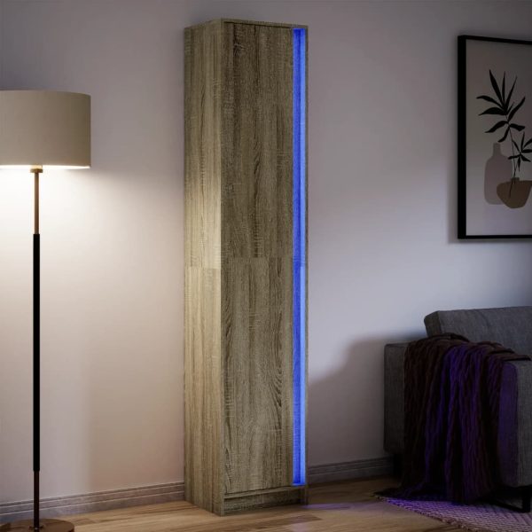 Hoge Kast Met Led 74X32,5X200 Cm Bewerkt Hout - Afbeelding 18