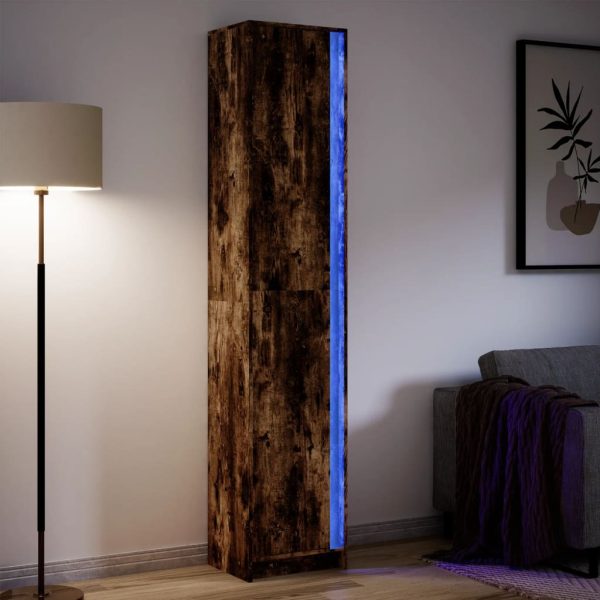 Hoge Kast Met Led 74X32,5X200 Cm Bewerkt Hout - Afbeelding 17