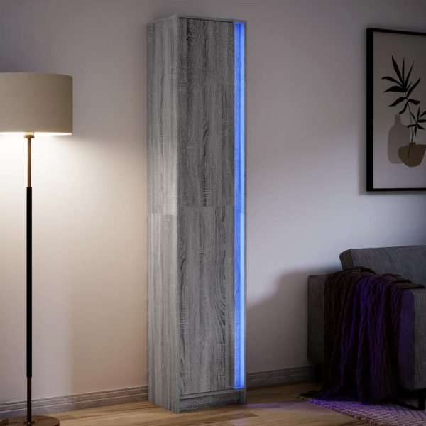 Hoge Kast Met Led 74X32,5X200 Cm Bewerkt Hout - Afbeelding 15