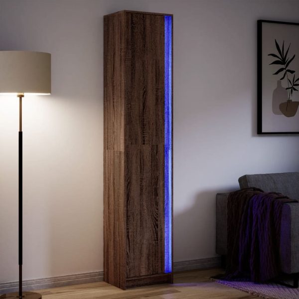 Hoge Kast Met Led 74X32,5X200 Cm Bewerkt Hout - Afbeelding 19