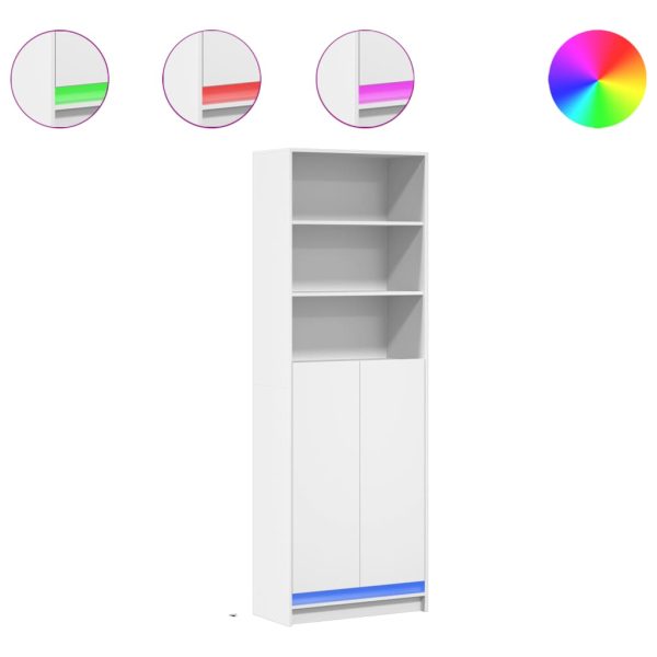 Hoge Kast Met Led 69X32,5X200 Cm Bewerkt Hout - Afbeelding 2