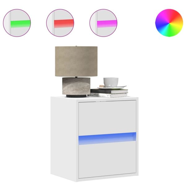 Nachtkastje Met Led-Verlichting Wandgemonteerd - Afbeelding 2