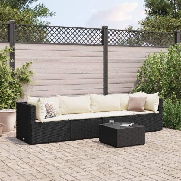 5-Delige Loungeset Met Kussens Poly Rattan - Afbeelding 16