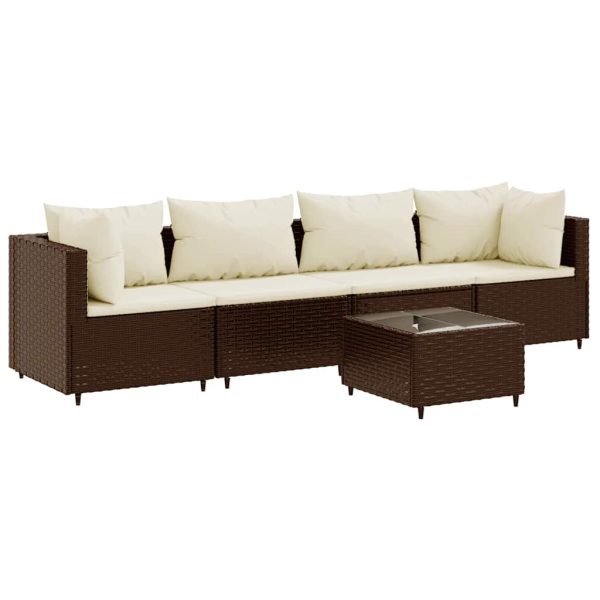 5-Delige Loungeset Met Kussens Poly Rattan - Afbeelding 2