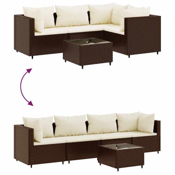 5-Delige Loungeset Met Kussens Poly Rattan - Afbeelding 6