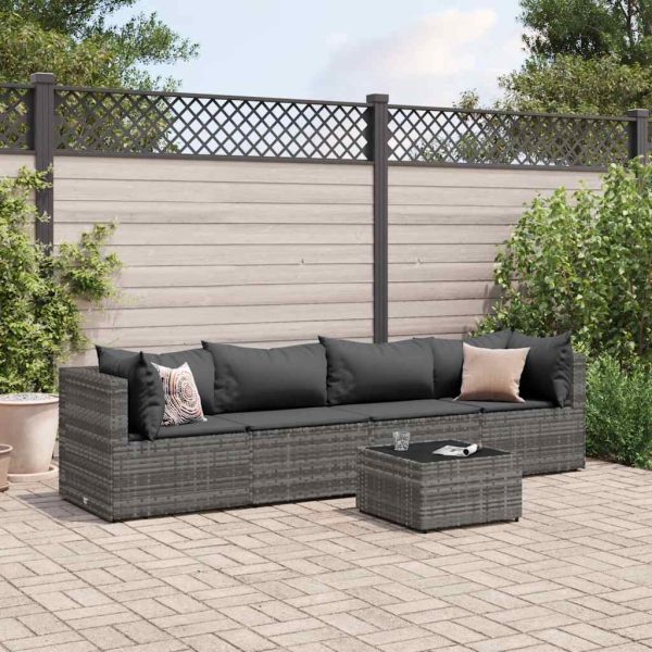 5-Delige Loungeset Met Kussens Poly Rattan - Afbeelding 17