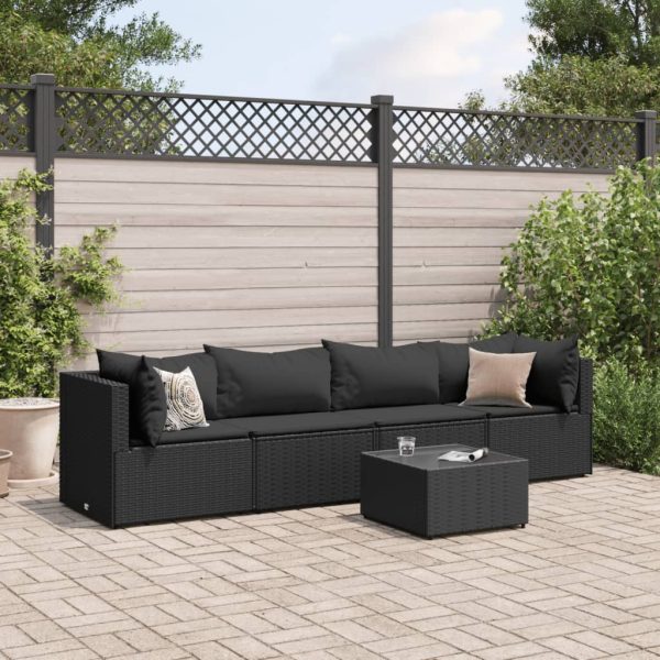 5-Delige Loungeset Met Kussens Poly Rattan - Afbeelding 14