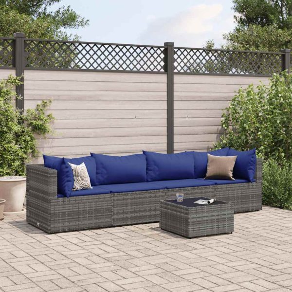 5-Delige Loungeset Met Kussens Poly Rattan - Afbeelding 15