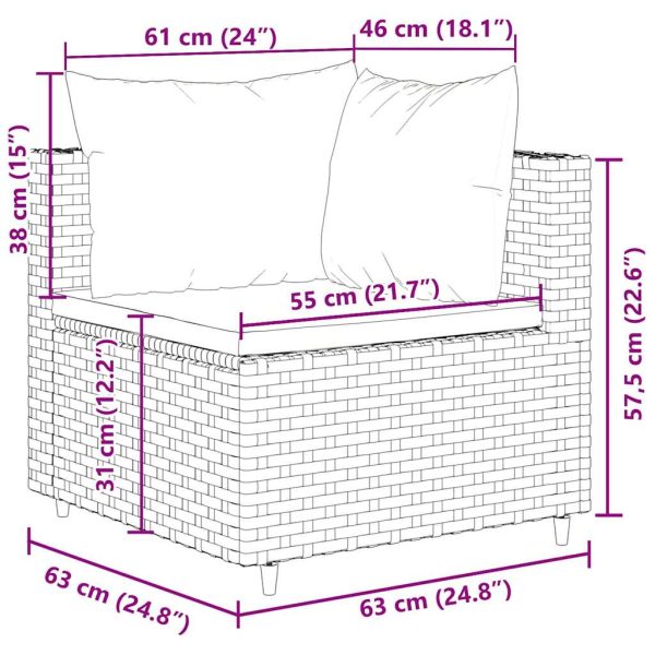 Loungeset Met Kussens Poly Rattan - Afbeelding 10