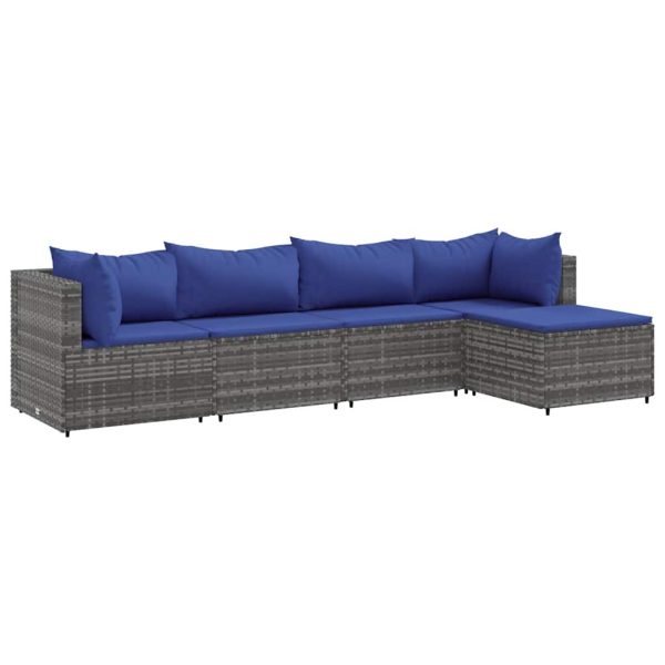 Loungeset Met Kussens Poly Rattan - Afbeelding 2