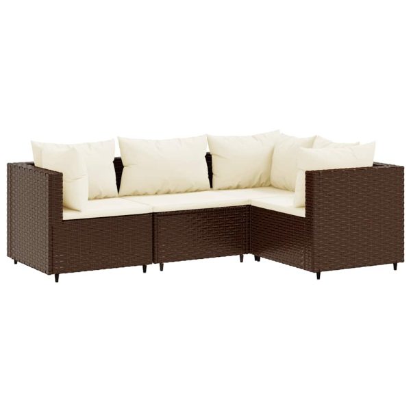 4-Delige Loungeset Met Kussens Poly Rattan - Afbeelding 2