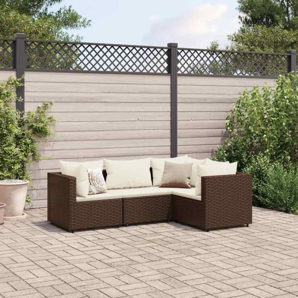 4-Delige Loungeset Met Kussens Poly Rattan