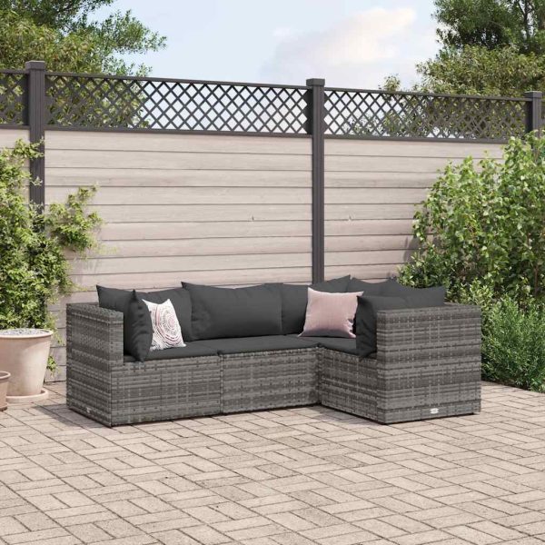 4-Delige Loungeset Met Kussens Poly Rattan - Afbeelding 14