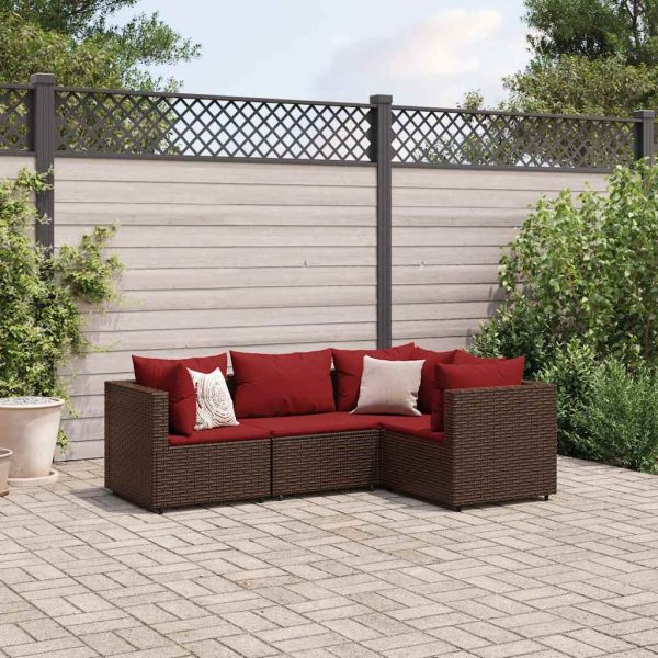 4-Delige Loungeset Met Kussens Poly Rattan - Afbeelding 11