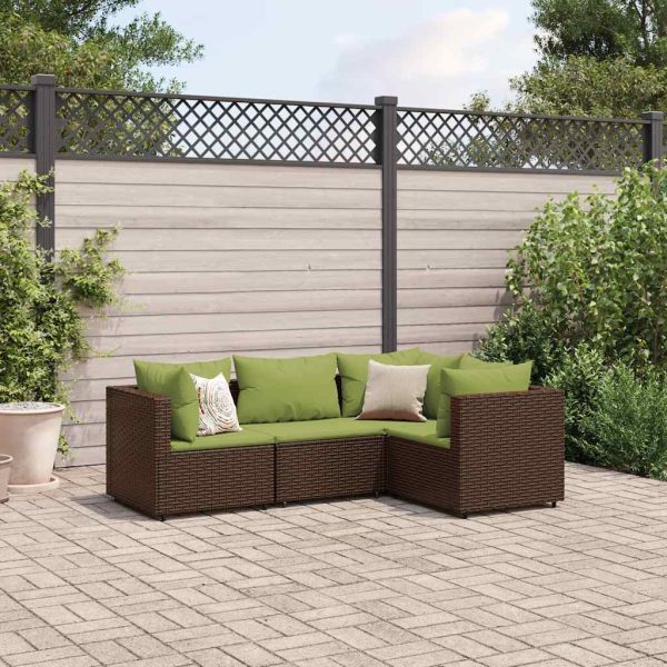 4-Delige Loungeset Met Kussens Poly Rattan - Afbeelding 13