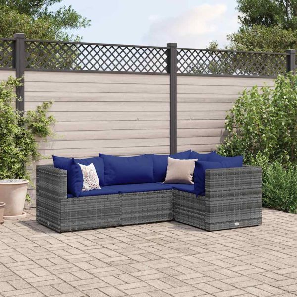 4-Delige Loungeset Met Kussens Poly Rattan - Afbeelding 10