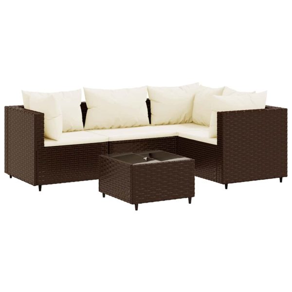 5-Delige Loungeset Met Kussens Poly Rattan - Afbeelding 2