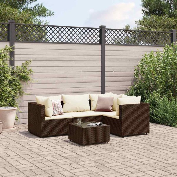 5-Delige Loungeset Met Kussens Poly Rattan