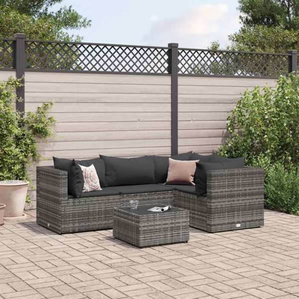 5-Delige Loungeset Met Kussens Poly Rattan - Afbeelding 17