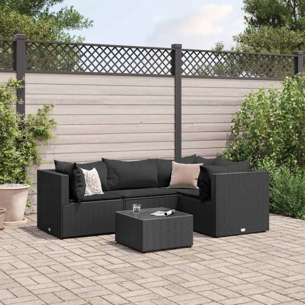 5-Delige Loungeset Met Kussens Poly Rattan - Afbeelding 15