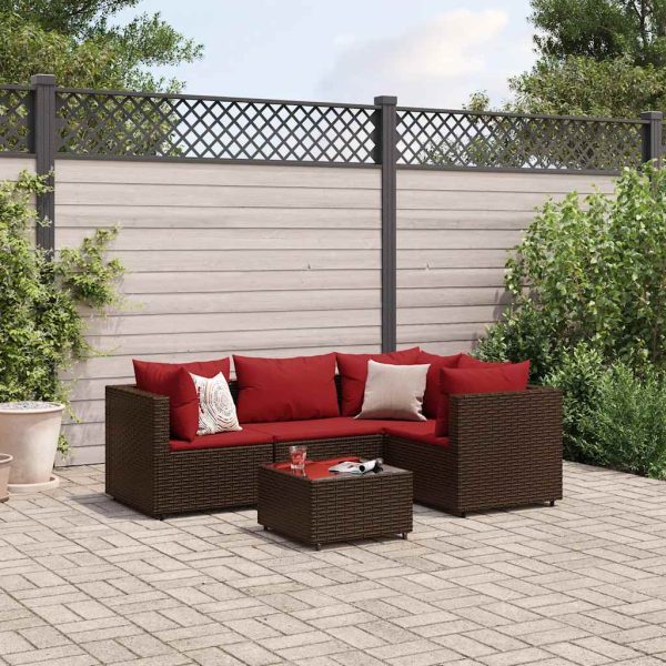 5-Delige Loungeset Met Kussens Poly Rattan - Afbeelding 13