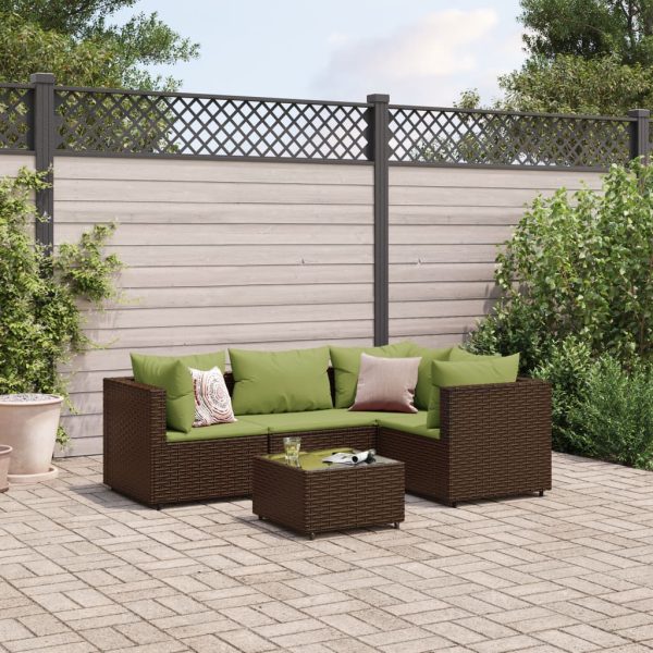 5-Delige Loungeset Met Kussens Poly Rattan - Afbeelding 16