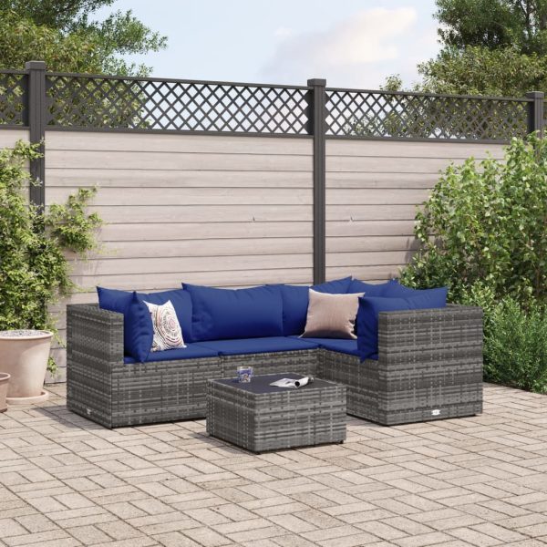 5-Delige Loungeset Met Kussens Poly Rattan - Afbeelding 14