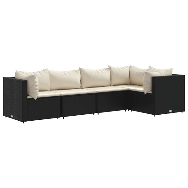 5-Delige Loungeset Met Kussens Poly Rattan - Afbeelding 2