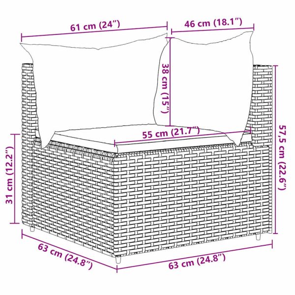 5-Delige Loungeset Met Kussens Poly Rattan - Afbeelding 9