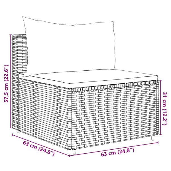 5-Delige Loungeset Met Kussens Poly Rattan - Afbeelding 10