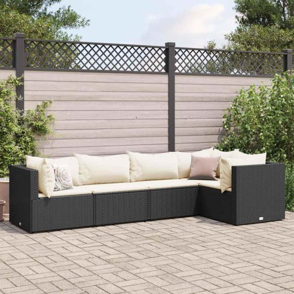 5-Delige Loungeset Met Kussens Poly Rattan